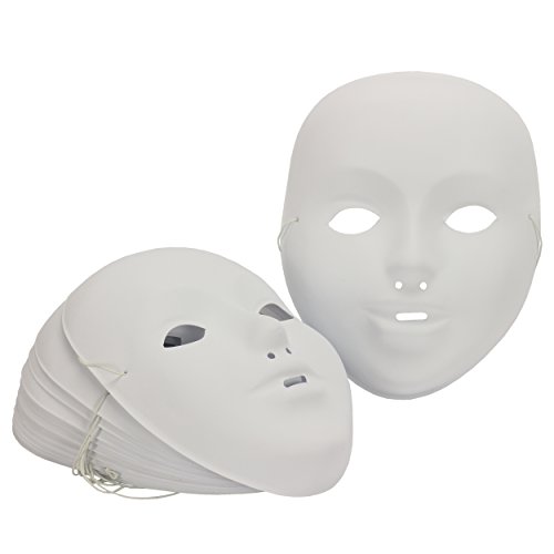 Kindermasken 12 Stück ✓ weiße Karnevalmasken aus Kunststoff ✓ Faschingsmasken-Set blanko / unbemalt ✓ Kunststoffmaske ca. 18×14 cm ✓ Vollmaske-Set mit Gummizug ✓ Gesichtsmasken zum selber bemalen / gestalten ✓ Kindermaske für Fasching / Karneval / Maskenball / Kostüm-Ball basteln | trendmarkt24 – 20520 - 2