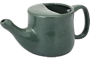 ANCIENTIMPEX Ancient Impex Keramik-Neti-Topf, auslaufsicher, mit 5 Beuteln Neti-Salz, Waldgrün, Fassungsvermögen: 400 ml