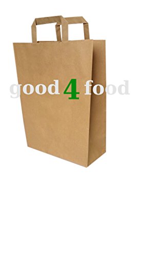 250 Papiertragetaschen Papiertüte in braun 32+16x44 cm - good4food
