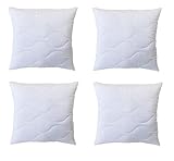Mack Oreillers Lot de 4 Coussins 45 x 45cm Garnissage Fibre Creuse. Single Poids du Remplissage par Oreiller 300g, Blanc