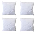 Mack Oreillers Lot de 4 Coussins 45 x 45cm Garnissage Fibre Creuse. Single Poids du Remplissage par Oreiller 300g, Blanc