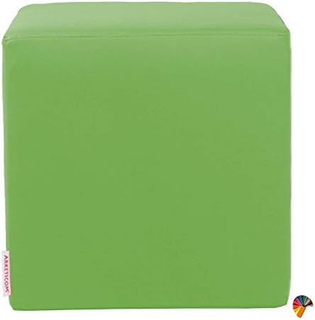 Arketicom Baby Dice, Hammered Faux Leather and PU Cube Pouf Seat for Children (Removable and Washable Cover), Yellow, Green, Blue, Pink, Fuchsia, Light Blue, Red, Orange, 25 x 25 x 25 cm 25 cm green