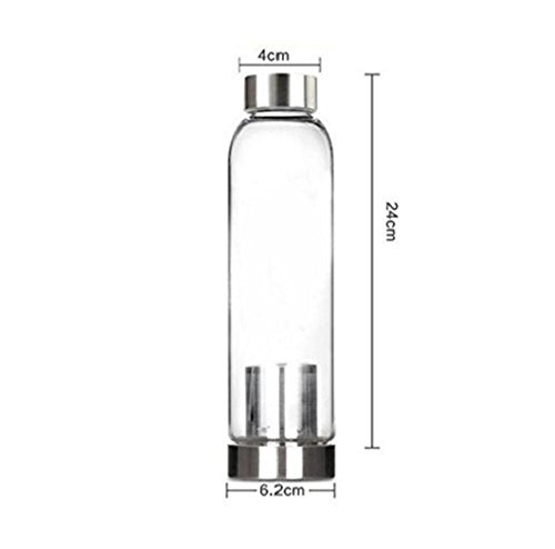 Da.Wa Trinkflasche Glas Teebereiter Tee-Flasche mit Infuser Wasserflasche Tea-Filter Travel Mug insulated drinking cup Mit Nylon Tasche ,Grau,550ml - 6