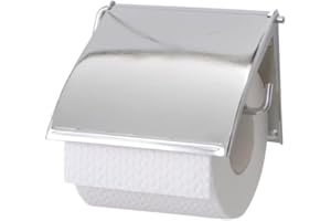 Wenko 18265100 Toilet roll holder Cover closed design, Metal Steel, 13.5 x 12 x 2.5 cm, Chrome