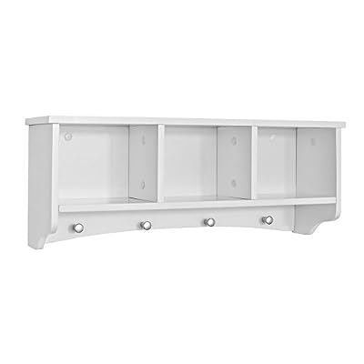 SoBuy® FRG48-W Portemanteau Étagère murale Porte-manteau salle de bain Meuble d’entrée avec 3 compartiments et 4 crochets - Blanc