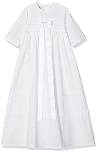 Bateo Design Baby Taufkleid aus Baumwolle Simon mit Schleife Weiß 68