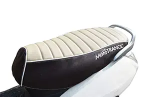 Mototrance PU Leather Designer Bike Scooter Seat Cover Compatible with TVS Wego (MTSC-301-BE-BR, Beige)