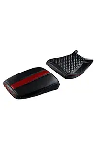 Elegant Faux Leather Custom Fit Bike Seat Cover for Royal Enfield Meteor (Cameo Black and Red)