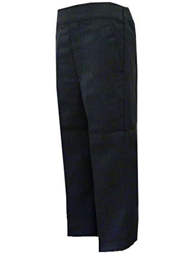 Boys New Pull Up School Trousers Elasticated Back Grey & Black Ages 1 - 8 Years (1-2 Years, Black)