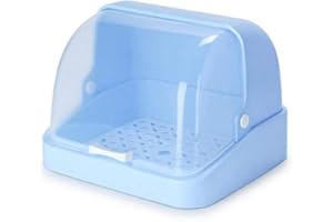 Flyinghedwig scolapiatti per biberon da Latte, Multifunzionale, Portatile, Contenitore per biberon da Allattamento con Coperchio Antipolvere, per la casa e la Cucina (Blu)