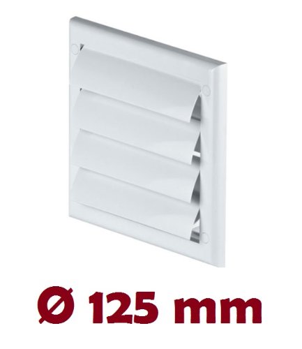 Lüftungsgitter mit beweglichen Lamellen Jalousie Abschlussgitter Rückstauklappe Verschlussklappe weiß Ø 125 mm TN4