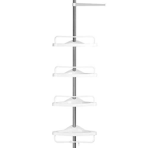 Homitex Teleskop Badregal Duschecke Duschregal mit Handtuchhalter 4 Abalahen Höheverstellbar von 95 bis 300cm - 2