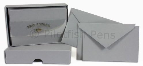 Crown Mill Colours Luxury Writing Correspondence Cards & Envelopes. Pack of 25 Grey. 9.5 x 14.5cm