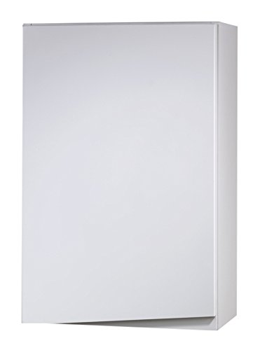 Cavadore 86147 Hängeschrank Sharpcut-Bad linkstürig / Stilvoller Wandschrank in Weiß mit weißer Hochglanz-Front / Grifflose Optik / melaminbeschichtet, 20 x 40 x 60 cm (T x B x H)