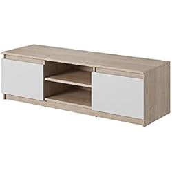 Selsey Permys - Meuble TV/Banc TV (120 cm) (Effet chêne/Blanc Mat)