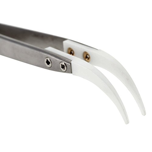 TOOGOO(R) Keramische Pinzette mit Edelstahl Handgriff Hitzebestaendige Geschwungene Korrosionsbestaendig Saeurebestaendig Spitzpinzette - 6