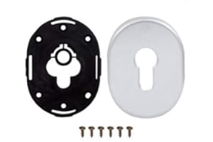 Kit piastrina Securemme cod.4302Kf1 modello ovale per cilindro europeo mm.62x82 finitura alluminio anodizzato argento F1,completa di piastrina e viti per un corretto fissaggio