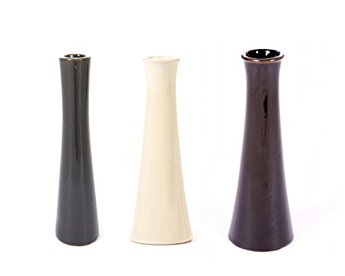 Vase für künstliche Blumen, Porzellan, 20 cm, Cremefarben, Schwarz oder Braun schwarz - 2