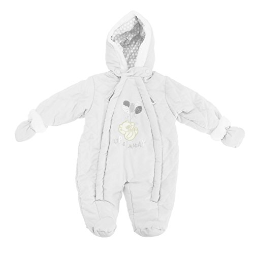 Boys/Girls White Hooded UP & AWAY DESIGN Snowsuit Inc Detachable Mittens Newborn
