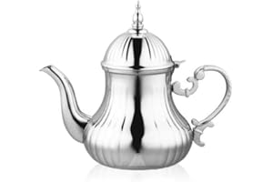CHEF ELEMENTS Teiera Marocchina Tradizionale Con Filtro 1.2L| Coperchio & Maniglia Stile Orientale | Casablanca, Majorelle, Andalus..| Decorazione Soggiorno Orientale Marocchino | AUTENTICO (Stile Chefchaouen