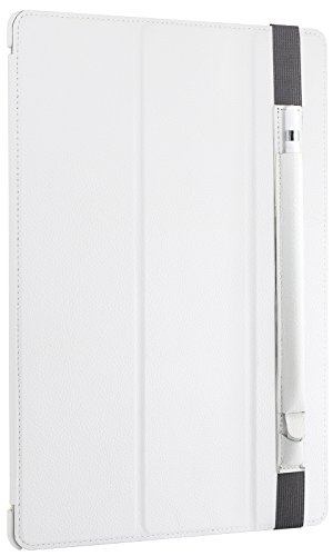 StilGut Pencil-Halter für Apple 12,9″ iPad Pro aus echtem Leder mit Lightning-Adapter-Fach. Stift-Halterung zur sicheren Aufbewahrung des Apple Pens, Weiß - 5