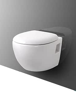 Wand Hänge Tiefspül WC Rund Toilette Deckel Keramik Soft-Close Sitz