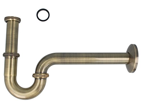 tecuro 1 1/4" Röhrengeruchsverschluss Siphon Sifon für Waschtisch - messing bronciert - lange Ausführung