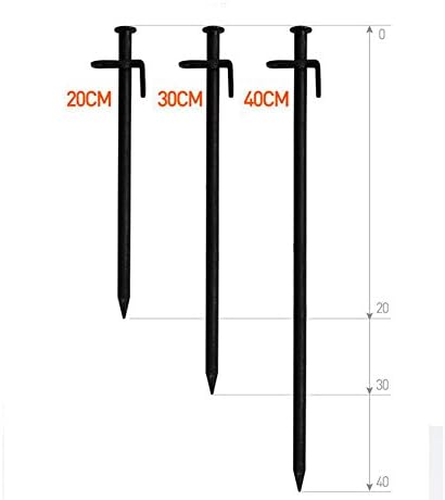SYSI 20CM/30CM/40CM Aluminium Tent Pegs(set of 4),Black (40CM, 4PC)