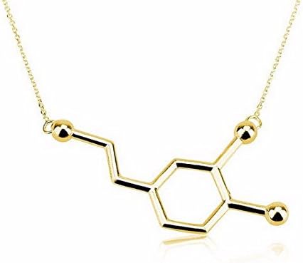 MESE London Dopamine Molecule Necklace Silver Plated/ 18ct Gold Plated 'Secret of Bliss' - Elegant Gift Box