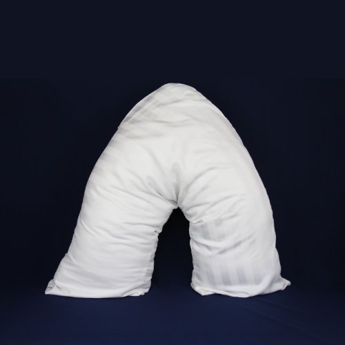 Adamlinens Pillowcase for V Shaped Pillows Satin Stripe V Pillow Case Cover Only White