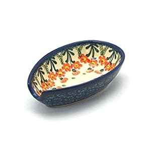 Polish Pottery Spoon Rest – Peach Spring Daisy