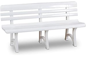 Tomaino - Banco de exterior de plástico - Banco para jardín e interior - 3 o 4 plazas (blanco)