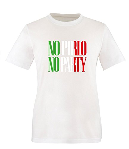 Luckja EM 2016 Trikot Italien Fanshirt No Pirlo No Party EM03 Herren Rundhals T-Shirt