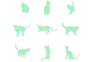 Sharplace Nachtleuchtend Aufkleber Leuchtsterne Leuchtaufkleber Katze Sterne Schmetterlinge Wandsticker, 9x Katze