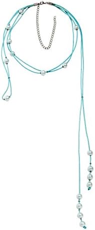 Sempre London "The Royal Designer Piece" High Quality Leather Cord with Cream Pearls Rhodium Plated Necklace for Girls &amp; Women... For those Royal Looks....