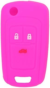 Fassport Silicone Cover Skin Jacket fit for BUICK CHEVROLET 3 Button Flip Remote Key Hollow Texture CV9602 Rose