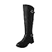 Produktbild Stiefel Damen, LANSKIRT PU-Leder Ritter Schnalle Damen Faux Stiefel Stiefeletten Halbschaft Stiefel Plateau Blockabsatz Knöchelhohe Stiefel Boot Sandalen Sneakers Schuhe