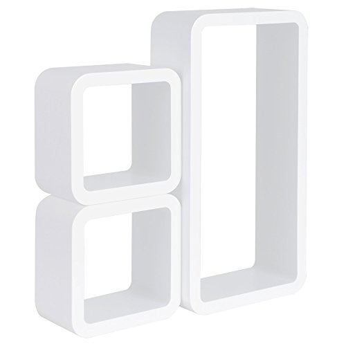 WOLTU #65 3er Set Lounge Cube Regal Retro Wandregal Bücherregal, MDF Holz (Weiß) - 4