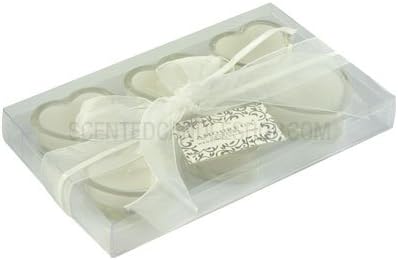 Heart-Shaped Wedding Candles in Glass - Pack of 6 (White)