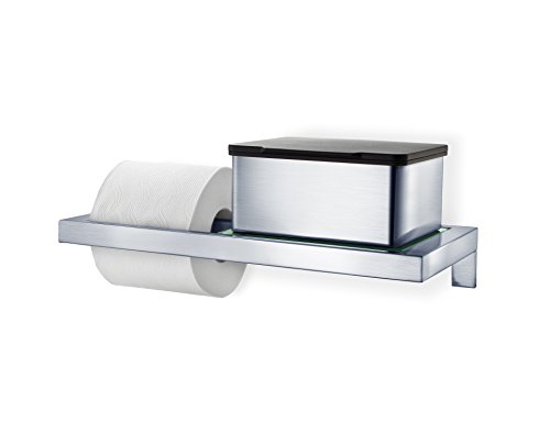Blomus 68831 WC-Rollenhalter mit Ablage aus satiniertem Glas Menoto, edelstahl - 3