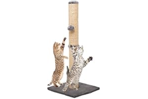 ALAYSTAR 78cm Tall Large Scratching Post - Natural Sisal Rope and Carpet Base - Easy Assemble
