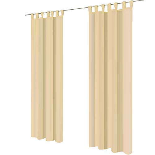 GräfenstaynSet of 2 Venezia - transparent single-coloured curtain made of voile - many attractive colours - dimensions (length x width): 245x140cm each - with Oeko-Tex seal Tested Trust (Cream)