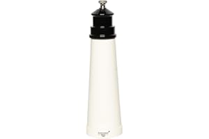 FLETCHERS MILL Fletchers' Mill Lighthouse Salt Mill, White/Black - 9 Inch, Adjustable Coarseness Fine to Coarse, Made in U.S.A.