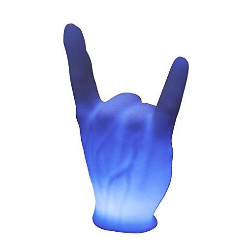 Akku LED Rock-Faust Metal Hand Punk Rock Hand mano cornuto – Pommesgabel Devils Horns ca 31 (B) x 24 (T) x 52 (H) cm - 5