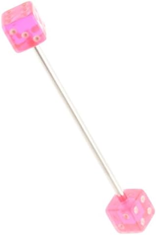 Industrial Scaffold Piercing Bars DICE Pink 38mm Barbell 316L Surgical Steel
