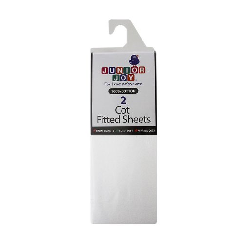 Junior Joy Cot Cotton Fitted Sheet (Pack of 2, White)