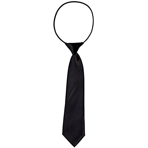 DonDon Corbata para niños con aire de seda brillada - 7 cm de ancho - con elástico - negro