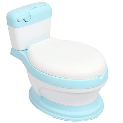 Kidsidol Chaise de Toilette Potty Trainer Enfants Chaise de Formation pour Bébé Enfant Simulation Toilette Poney Seau Détachable Anti-Slip et Durable Pour Garçons et Filles (avec Coussin) (bleu)