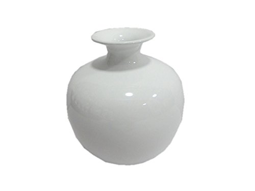 Vase dekorative bauchige Keramikvase Kugelvase in weiß