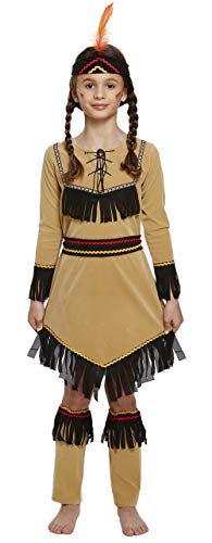 Fancy Me Ragazze Nativi Americani Rosso Squaw Indiano Festa del Libro Costume Vestito 4-12 Anni - Marrone, Marrone, 4-6 Years